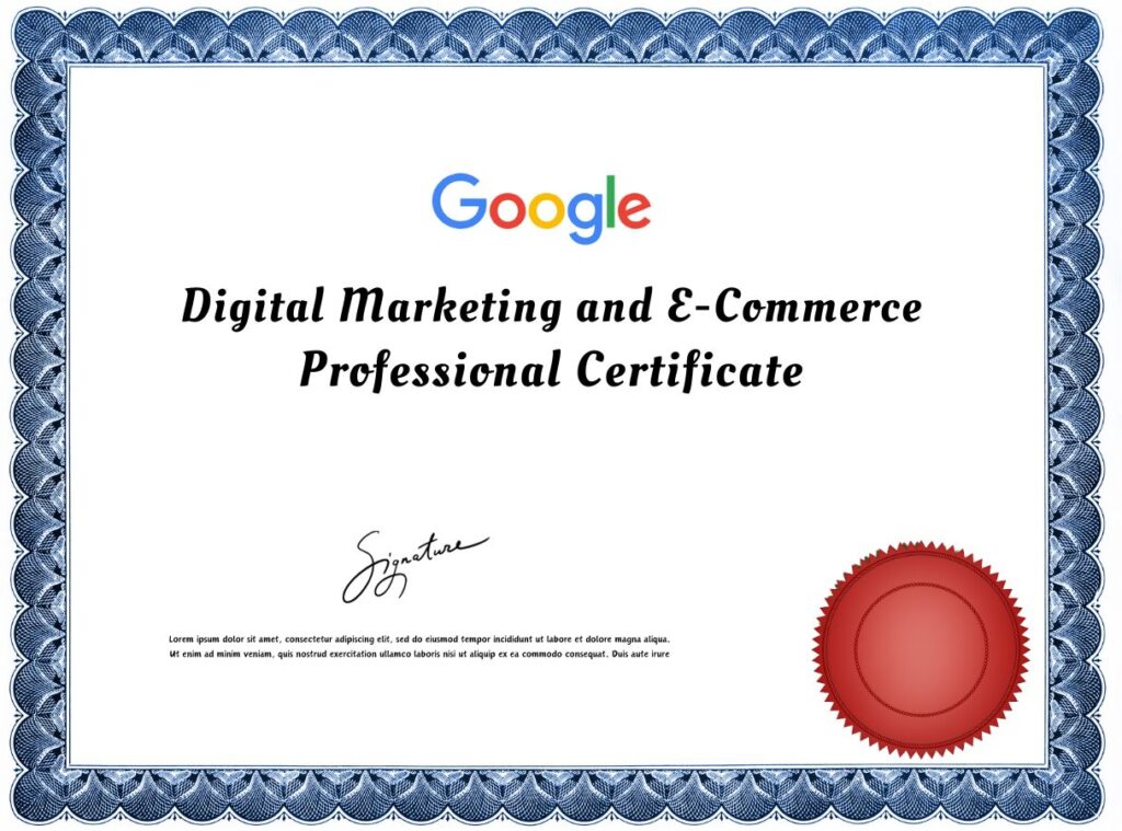 Digital Marketing and E-Commerce Professional Certificate